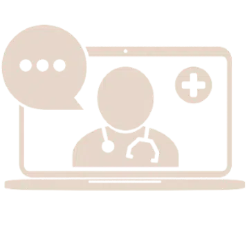 a laptop with a stethoscope and a speech bubble